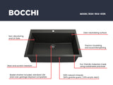 BOCCHI Campino Uno 27" Dual Mount Granite Kitchen Sink Kit, Matte Black, 1634-504-0126