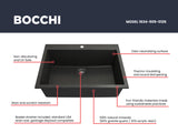 BOCCHI Campino Uno 27" Dual Mount Granite Kitchen Sink Kit, Metallic Black, 1634-505-0126