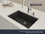 BOCCHI Campino Uno 27" Dual Mount Granite Kitchen Sink Kit, Metallic Black, 1634-505-0126