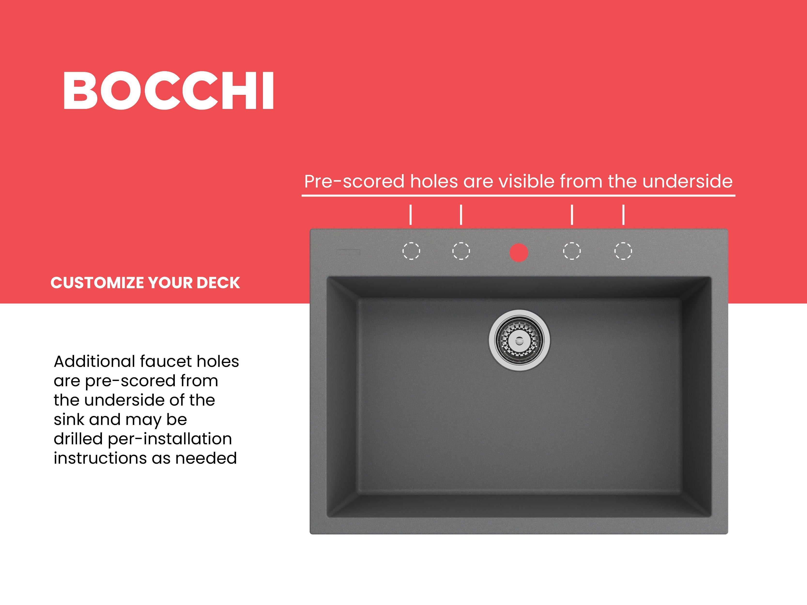 BOCCHI Campino Uno 27" Dual Mount Granite Kitchen Sink Kit, Concrete Gray, 1634-506-0126