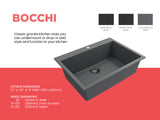 BOCCHI Campino Uno 27" Dual Mount Granite Kitchen Sink Kit, Concrete Gray, 1634-506-0126