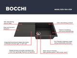 BOCCHI Levanzo 39" Dual Mount Granite Kitchen Sink Kit, Matte Black, Includes Drainboard, 1635-504-0120