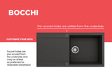 BOCCHI Levanzo 39" Dual Mount Granite Kitchen Sink Kit, Matte Black, Includes Drainboard, 1635-504-0120
