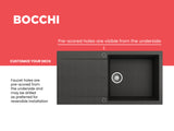 BOCCHI Levanzo 39" Dual Mount Granite Kitchen Sink Kit, Metallic Black, Includes Drainboard, 1635-505-0120