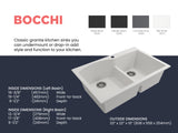 BOCCHI Campino Duo 33" Dual Mount Granite Kitchen Sink Kit with Accessories, 60/40 Double Bowl, Milk White, 1602-507-0126