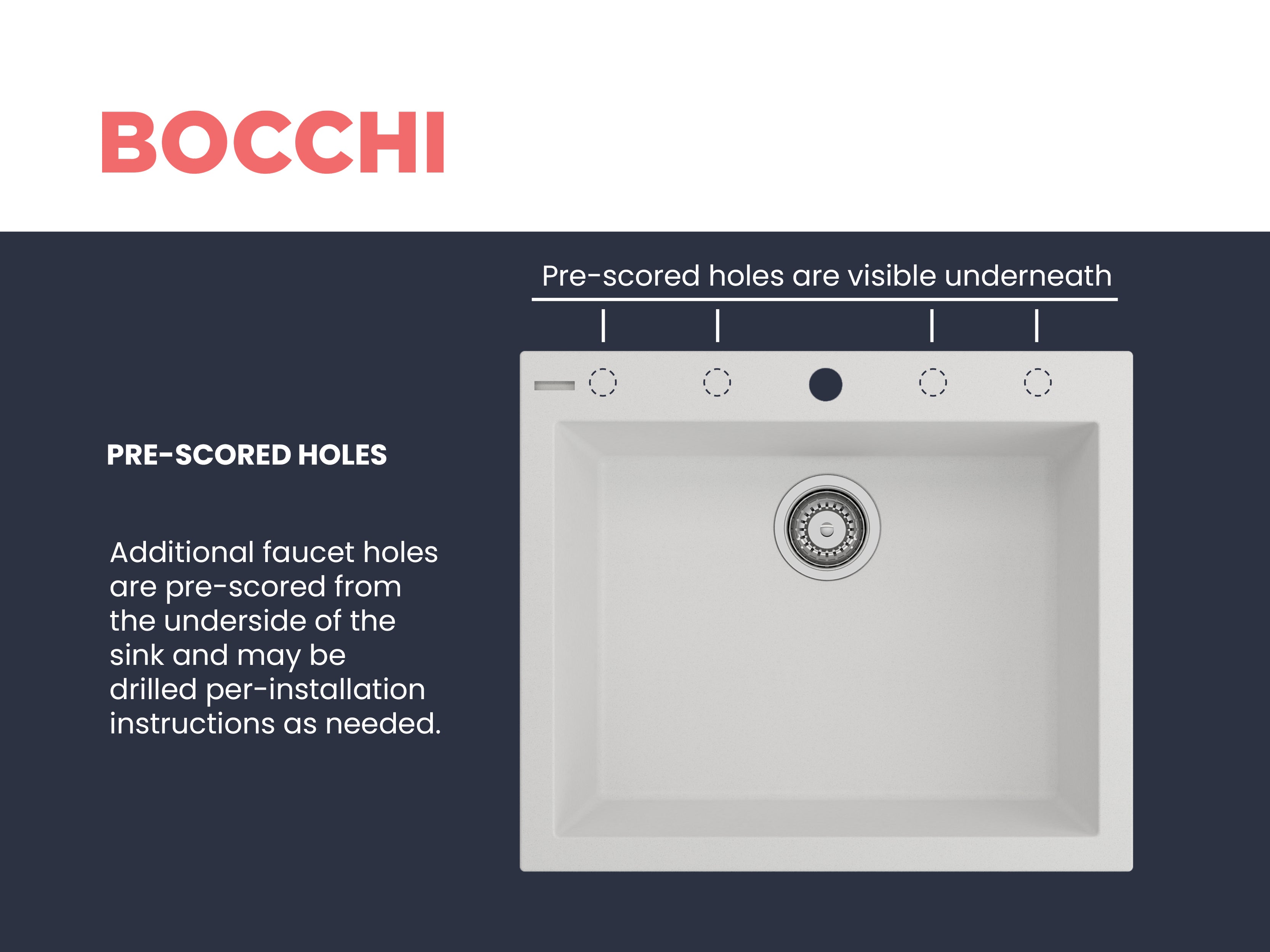 BOCCHI Campino Uno 24" Dual Mount Granite Kitchen Sink Kit with Accessories, Milk White, 1606-507-0126