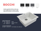 BOCCHI Campino Uno 24" Dual Mount Granite Kitchen Sink Kit with Accessories, Milk White, 1606-507-0126
