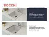 BOCCHI Campino Uno 16" Rectangle Granite Bar/Prep Sink with Accessories, Milk White, 1608-507-0126
