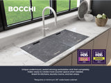 BOCCHI Baveno Lux 34" Dual Mount Granite Workstation Kitchen Sink Kit with Accessories, Milk White, 1616-507-0126HP
