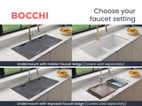 BOCCHI Baveno Lux 34" Undermount Granite Workstation Kitchen Sink Kit with Accessories, 50/50 Double Bowl, Milk White, 1618-507-0126
