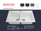 BOCCHI Baveno Lux 34" Undermount Granite Workstation Kitchen Sink Kit with Accessories, 50/50 Double Bowl, Milk White, 1618-507-0126HP