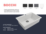 BOCCHI Campino Uno 27" Dual Mount Granite Kitchen Sink Kit, Milk White, 1634-507-0126