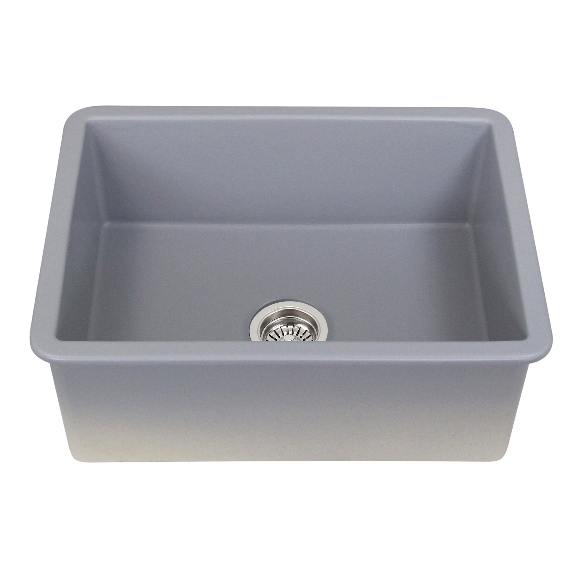 Nantucket Sinks Island 24" Dual Mount Fireclay Kitchen Sink with Accessories, Matte Grey, ISFC24GR-SB1