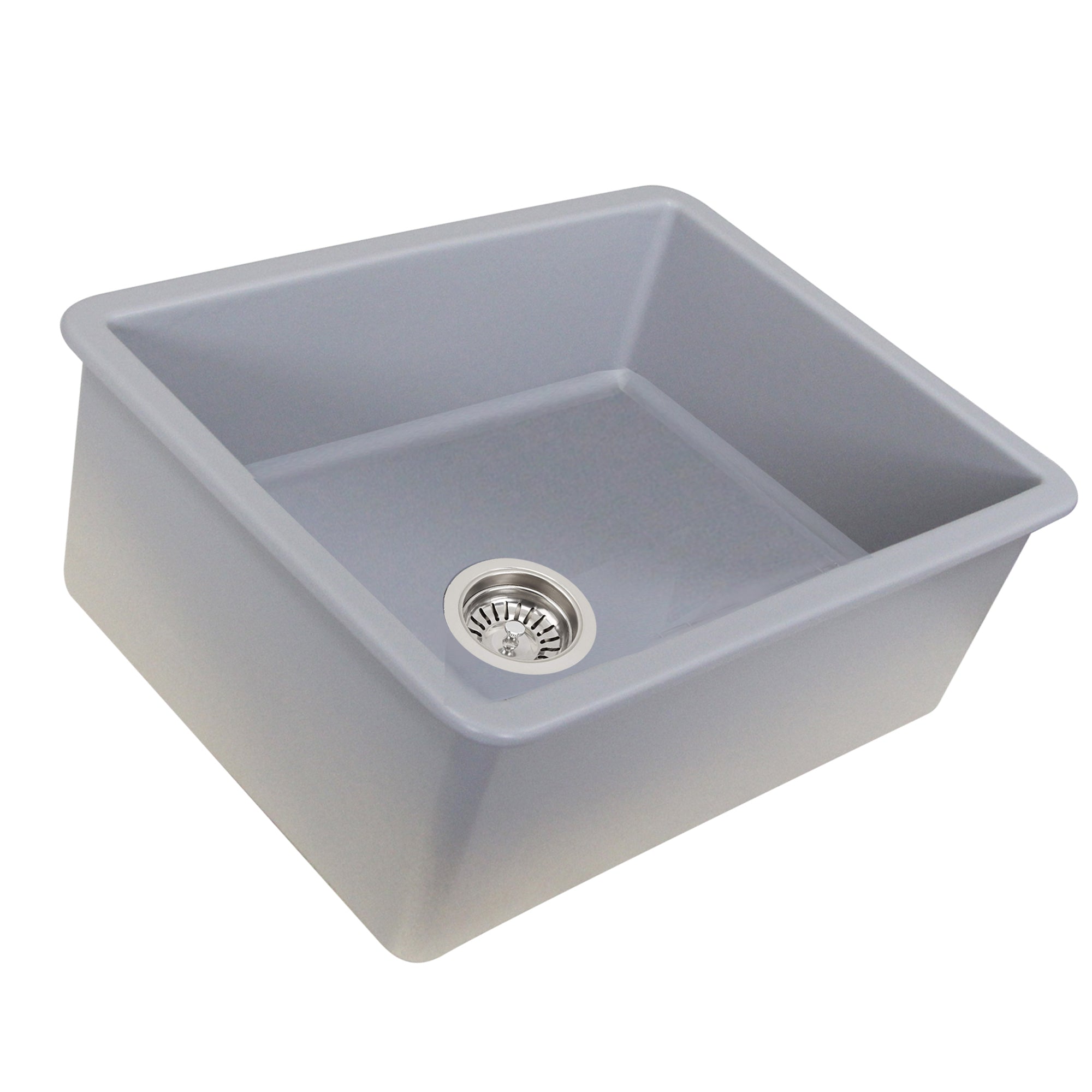 Nantucket Sinks Island 24" Dual Mount Fireclay Kitchen Sink with Accessories, Matte Grey, ISFC24GR-SB1