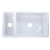 Nantucket Sinks Island 36" Fireclay Farmhouse Sink with Accessories, 90/10 Double Bowl, White, ISFCGW35X19DBSO