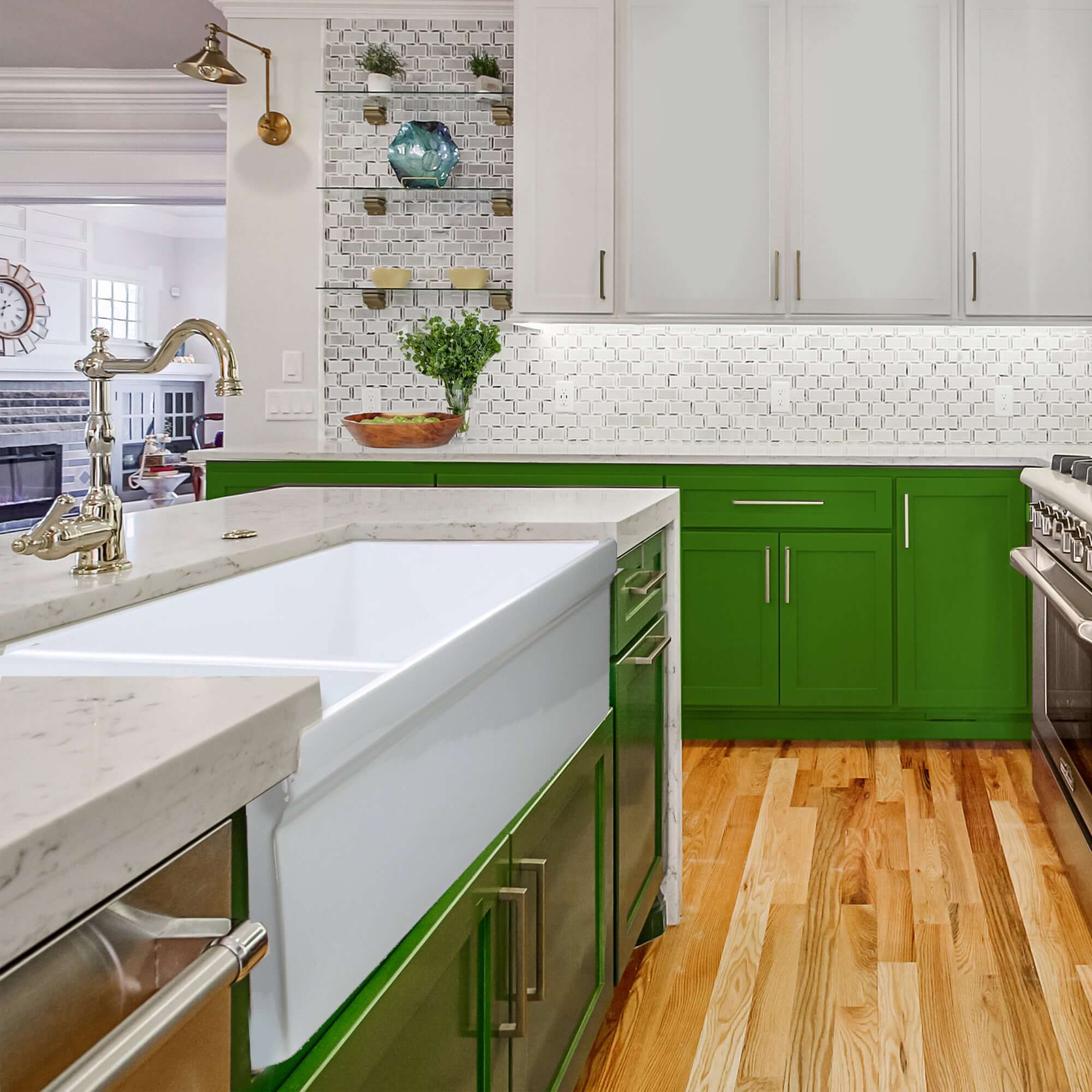 Nantucket Sinks Island 36" Fireclay Farmhouse Sink with Accessories, 90/10 Double Bowl, White, ISFCGW35X19DBSO