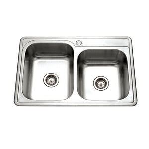 Alternate Image for Houzer 33" Stainless Steel Topmount 60/40 Double Bowl Kitchen Sink, 20 Gauge, ISL-3322BS1-1