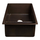 Premier Copper Products 33" Copper Kitchen Sink, 70/30 Double Bowl, Oil Rubbed Bronze, K70DB33199-SD5 - The Sink Boutique