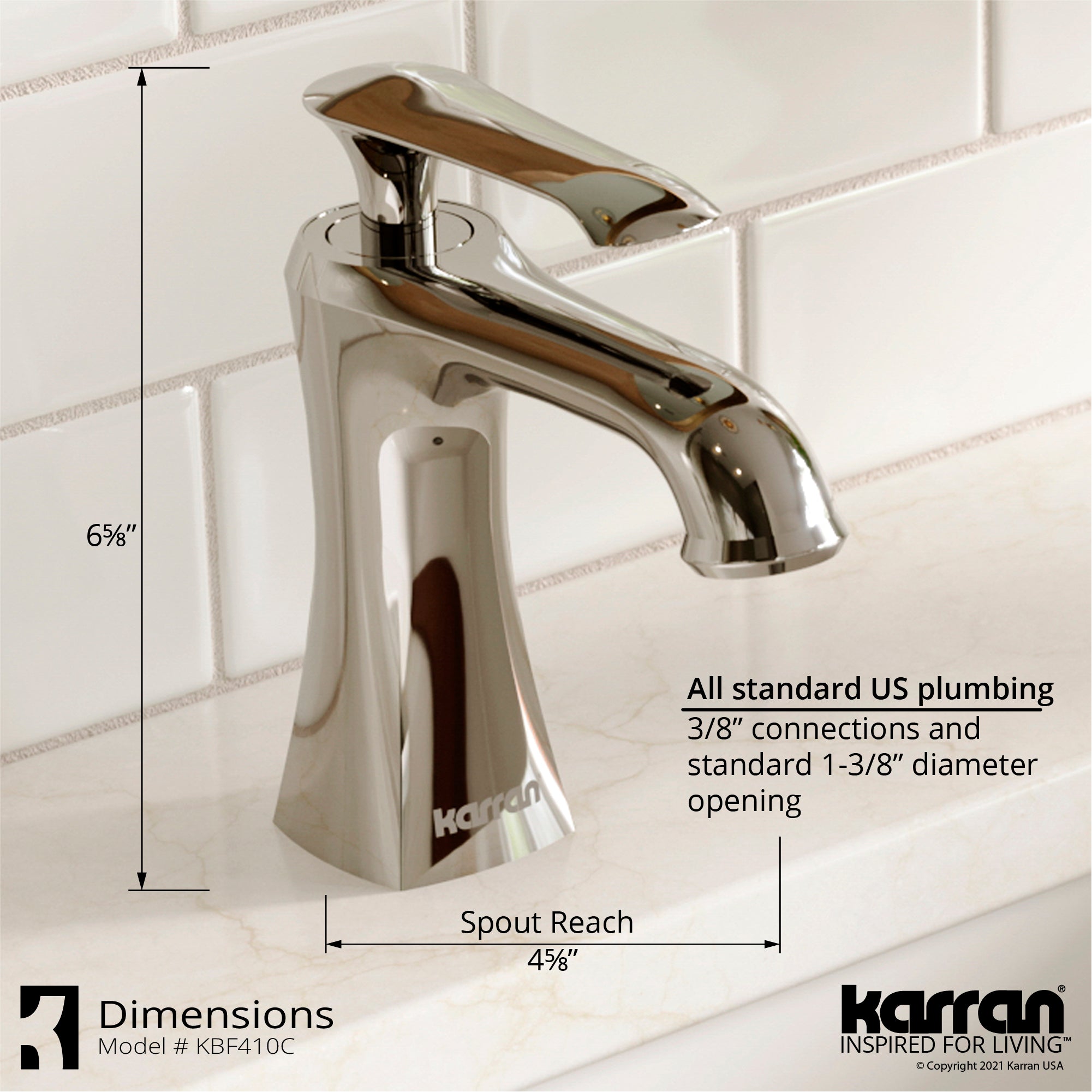 Karran Woodburn Single Hole Single Handle Bathroom Faucet with Matching Pop-Up Drain - Chrome