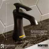 Karran Woodburn 1.2 GPM Single Lever Handle Lead-free Brass ADA Bathroom Faucet, Basin, Matte Black, KBF410MB