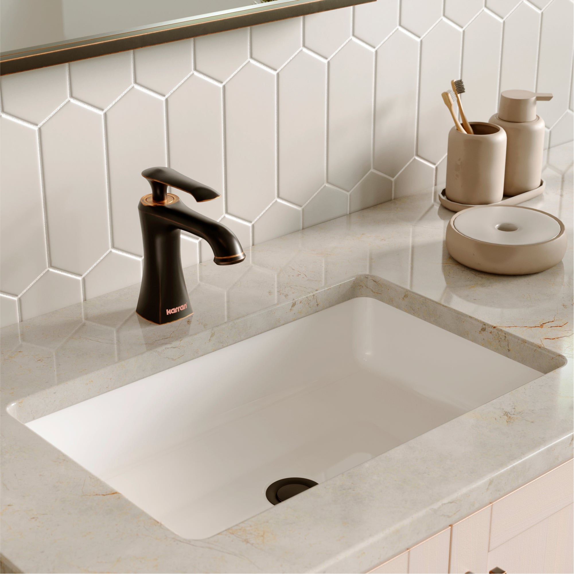 Karran Woodburn 1.2 GPM Single Lever Handle Lead-free Brass ADA Bathroom Faucet, Basin, Oil Rubbed Bronze, KBF410ORB