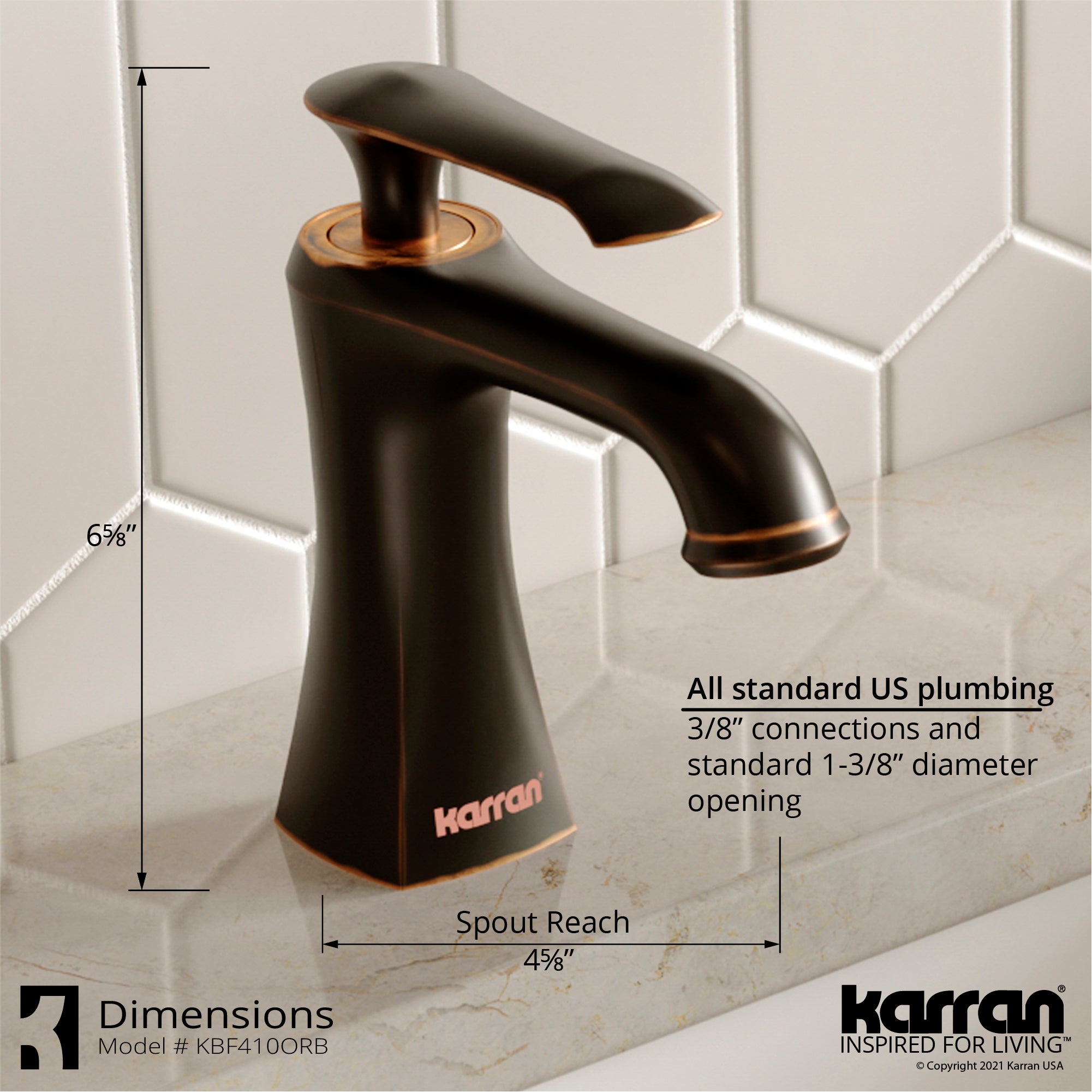 Karran Woodburn 1.2 GPM Single Lever Handle Lead-free Brass ADA Bathroom Faucet, Basin, Oil Rubbed Bronze, KBF410ORB