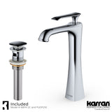 Karran Woodburn 1.2 GPM Single Lever Handle Lead-free Brass ADA Bathroom Faucet, Vessel, Chrome, KBF412C