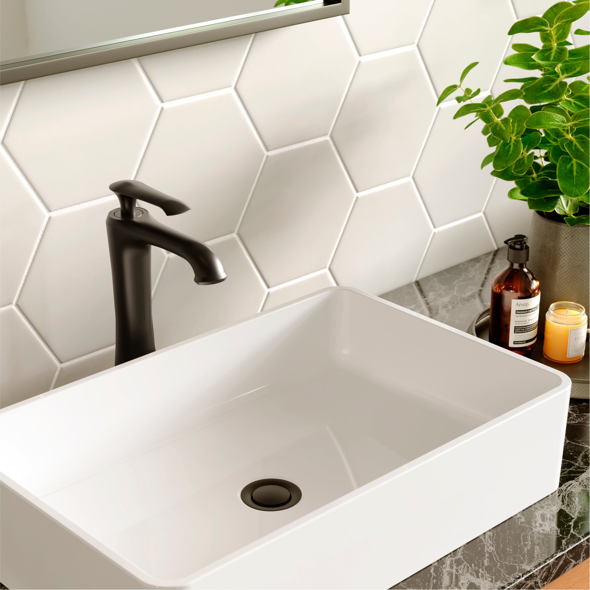 Karran Woodburn 1.2 GPM Single Lever Handle Lead-free Brass ADA Bathroom Faucet, Vessel, Matte Black, KBF412MB