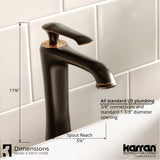 Karran Woodburn 1.2 GPM Single Lever Handle Lead-free Brass ADA Bathroom Faucet, Vessel, Oil Rubbed Bronze, KBF412ORB