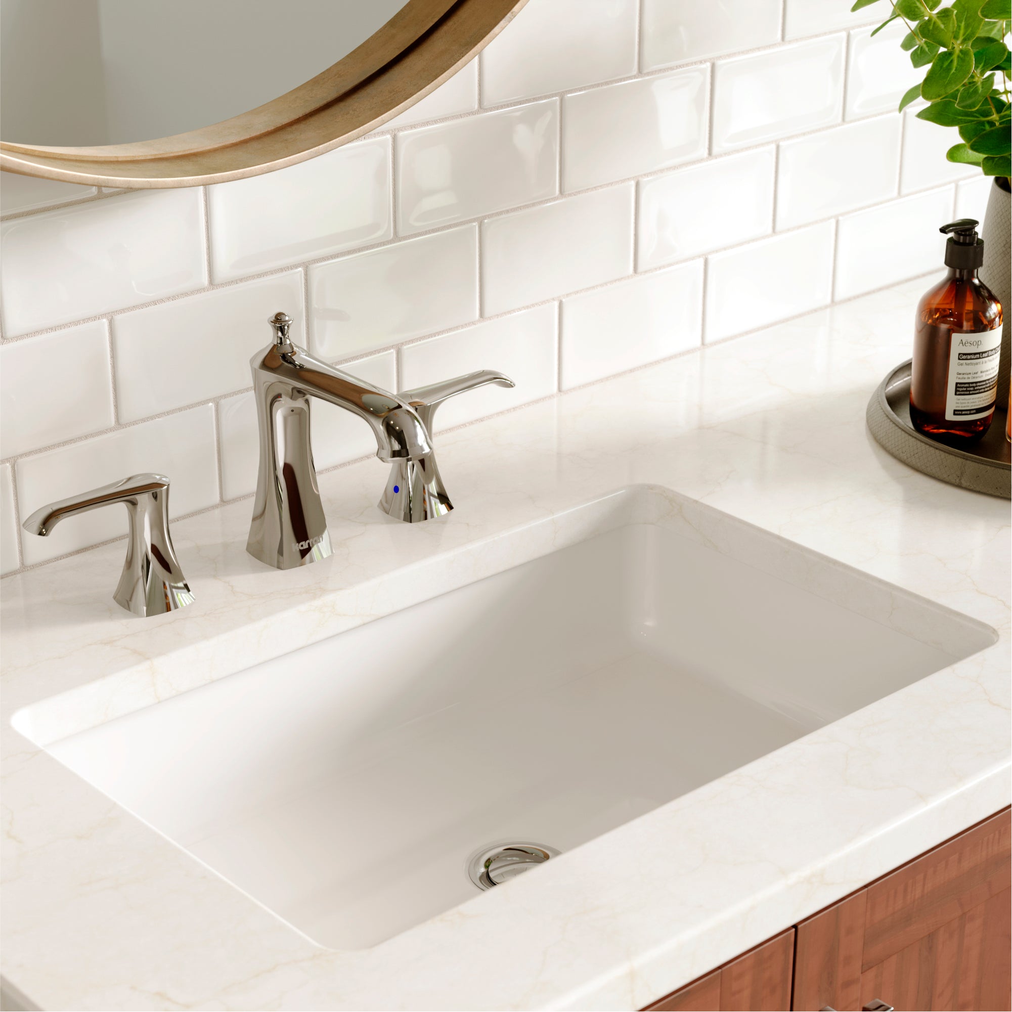 Karran Woodburn 1.2 GPM Double Lever Handle Lead-free Brass ADA Bathroom Faucet, Widespread, Chrome, KBF414C