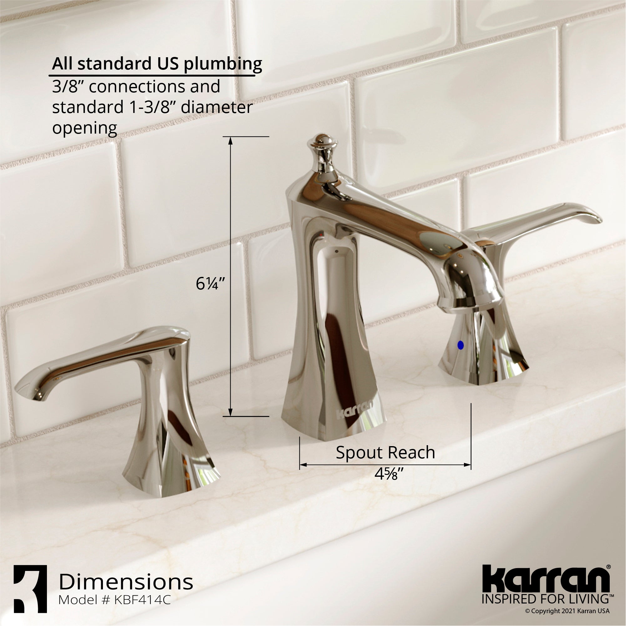 Karran Woodburn 1.2 GPM Double Lever Handle Lead-free Brass ADA Bathroom Faucet, Widespread, Chrome, KBF414C