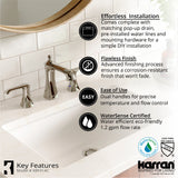 Karran Woodburn 1.2 GPM Double Lever Handle Lead-free Brass ADA Bathroom Faucet, Widespread, Chrome, KBF414C