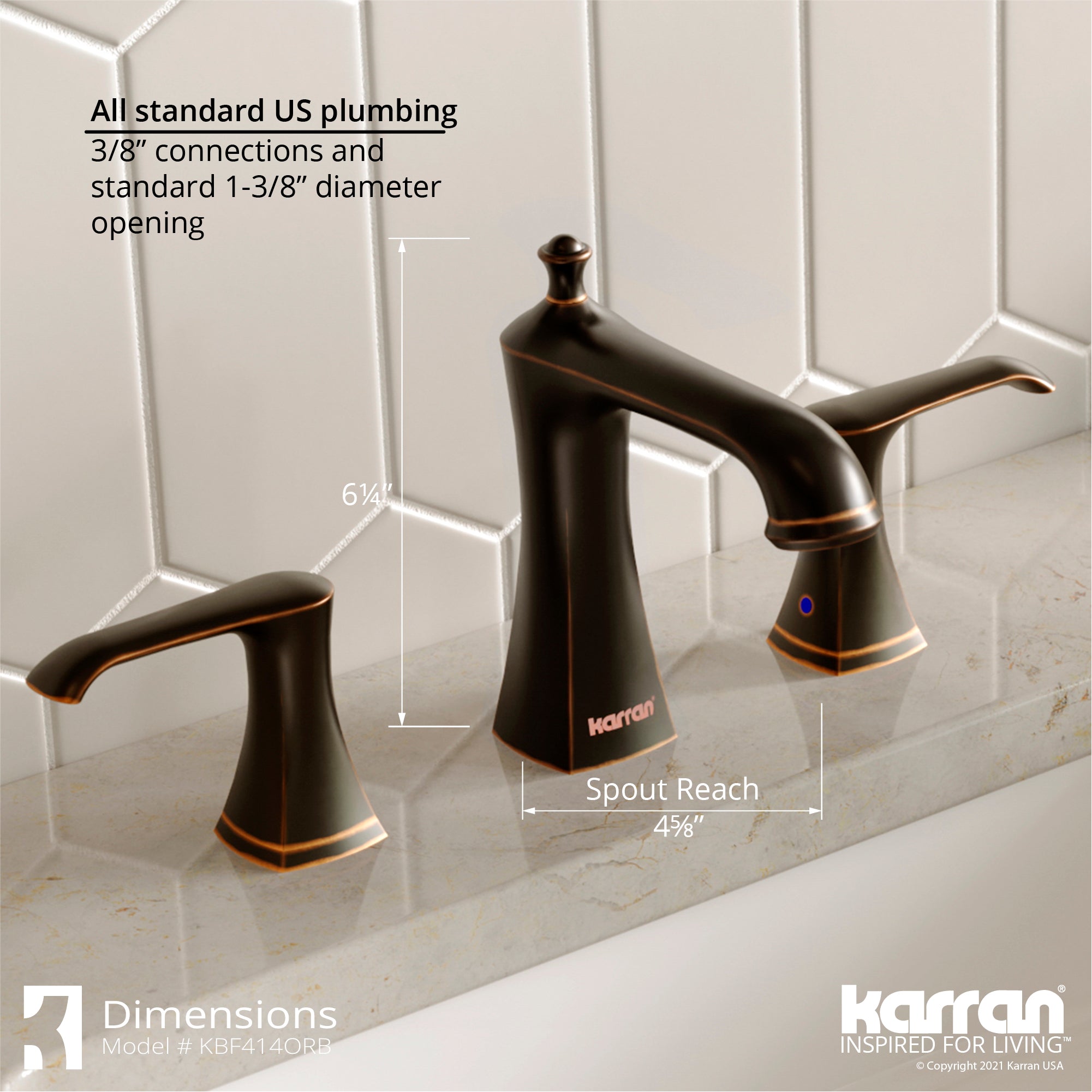 Karran Woodburn 1.2 GPM Double Lever Handle Lead-free Brass ADA Bathroom Faucet, Widespread, Oil Rubbed Bronze, KBF414ORB