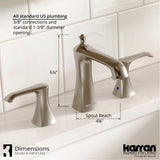 Karran Woodburn 1.2 GPM Double Lever Handle Lead-free Brass ADA Bathroom Faucet, Widespread, Stainless Steel, KBF414SS