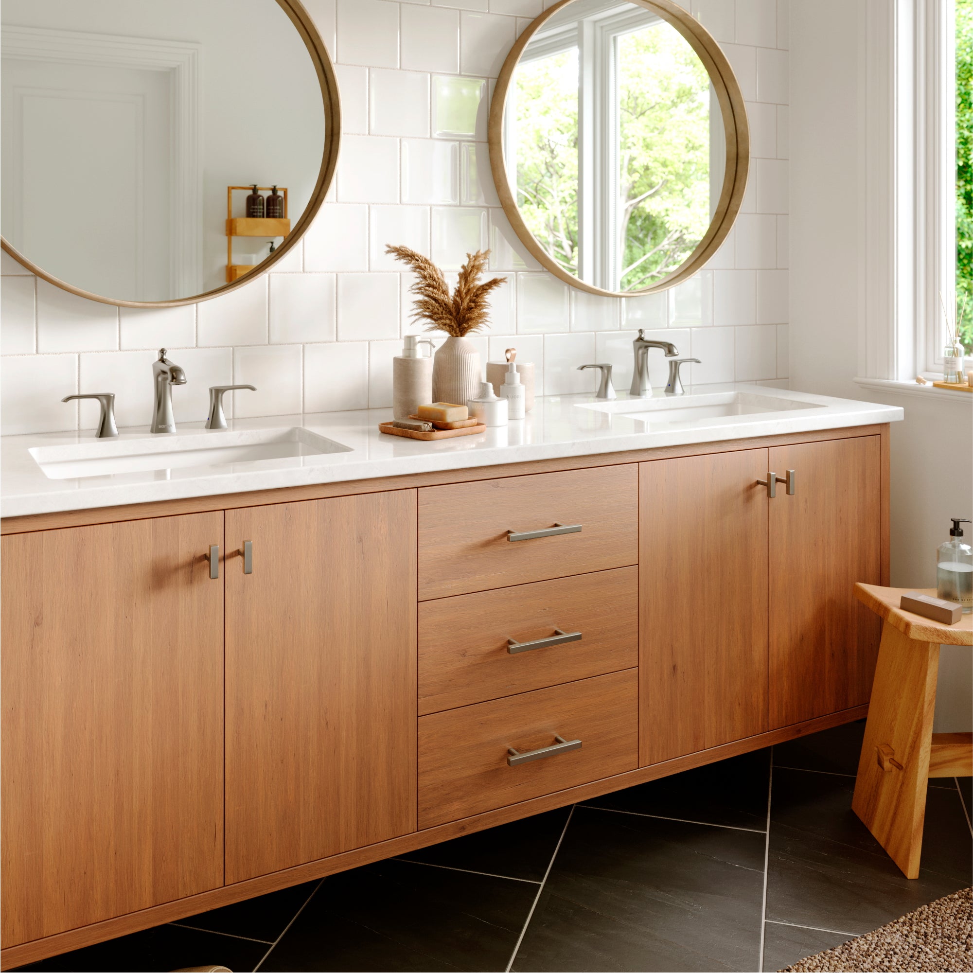 Karran Woodburn 1.2 GPM Double Lever Handle Lead-free Brass ADA Bathroom Faucet, Widespread, Stainless Steel, KBF414SS