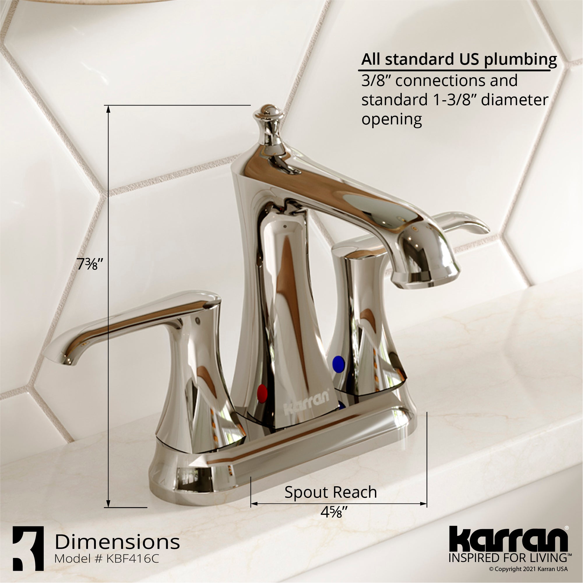 Karran Woodburn 1.2 GPM Double Lever Handle Lead-free Brass ADA Bathroom Faucet, Centerset, Chrome, KBF416C