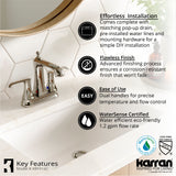 Karran Woodburn 1.2 GPM Double Lever Handle Lead-free Brass ADA Bathroom Faucet, Centerset, Chrome, KBF416C