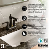 Karran Woodburn 1.2 GPM Double Lever Handle Lead-free Brass ADA Bathroom Faucet, Centerset, Matte Black, KBF416MB
