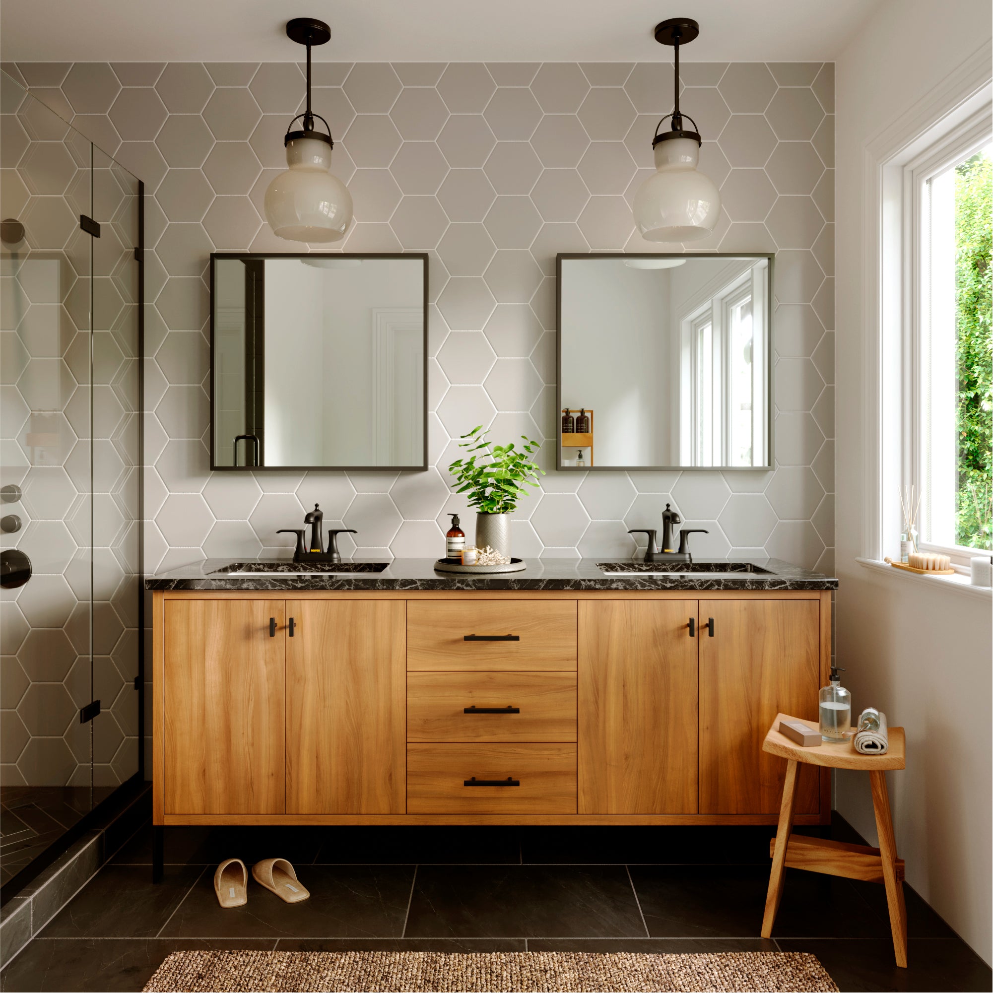 Karran Woodburn 1.2 GPM Double Lever Handle Lead-free Brass ADA Bathroom Faucet, Centerset, Matte Black, KBF416MB