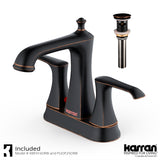 Karran Woodburn 1.2 GPM Double Lever Handle Lead-free Brass ADA Bathroom Faucet, Centerset, Oil Rubbed Bronze, KBF416ORB