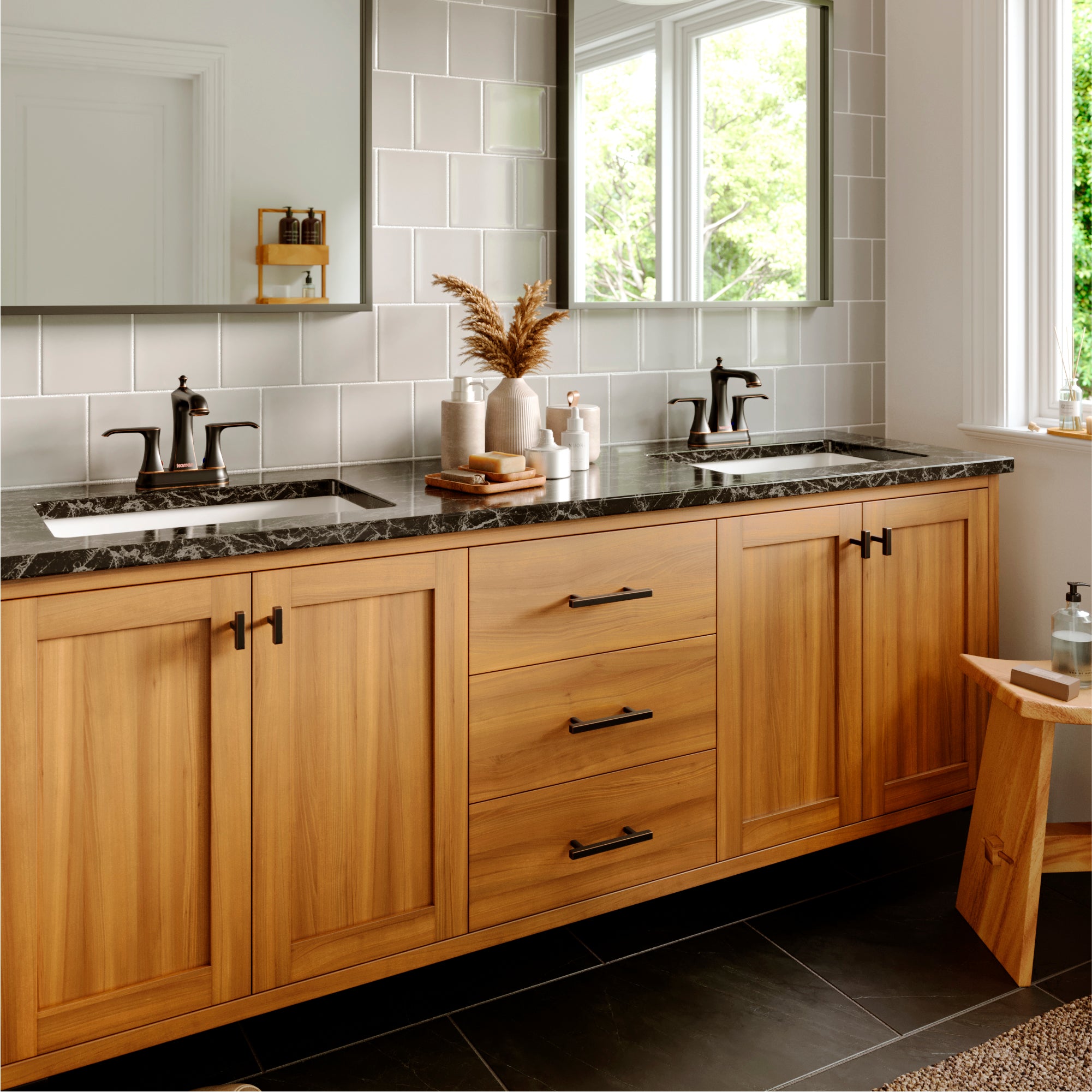 Karran Woodburn 1.2 GPM Double Lever Handle Lead-free Brass ADA Bathroom Faucet, Centerset, Oil Rubbed Bronze, KBF416ORB