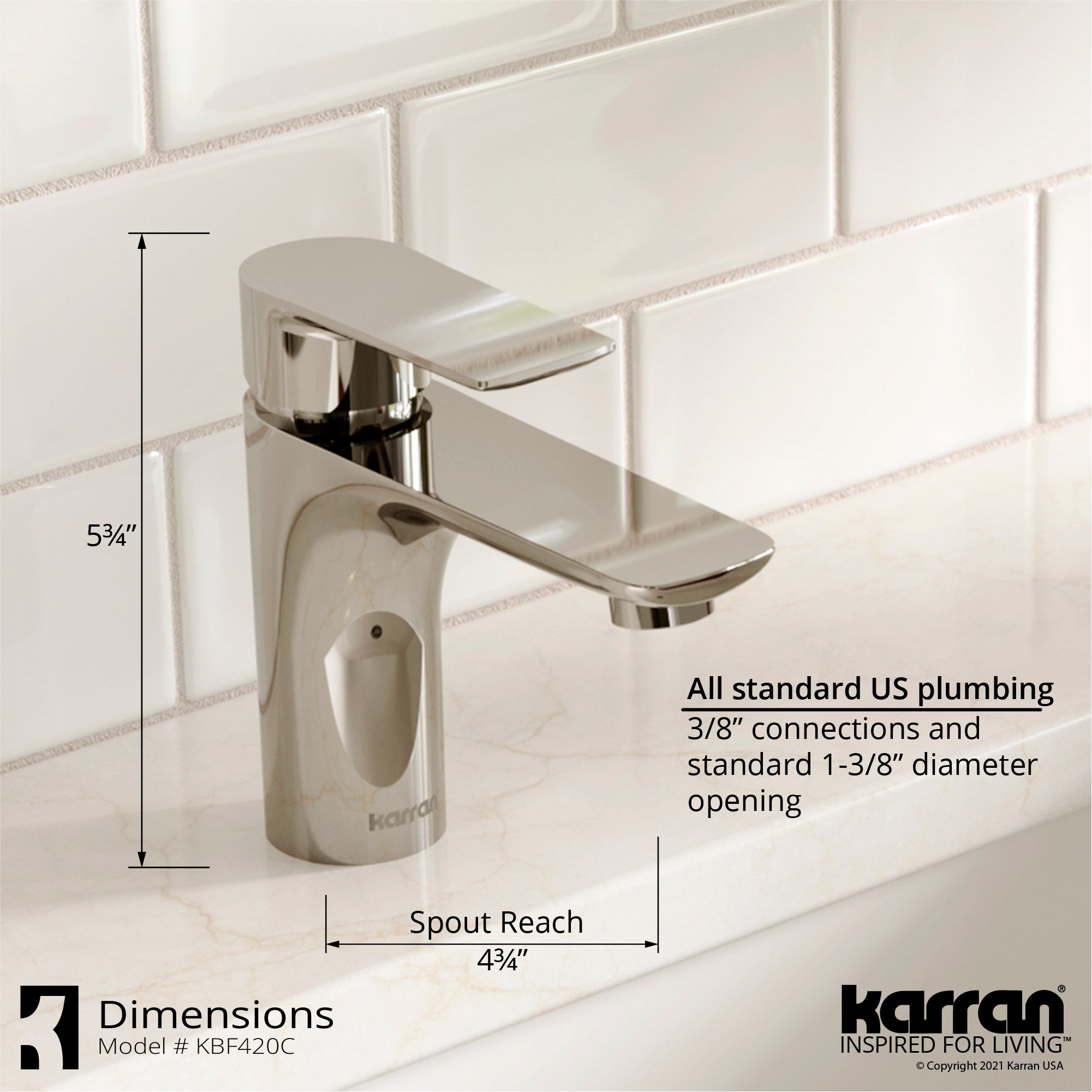 Karran Kayes 1.2 GPM Single Lever Handle Lead-free Brass ADA Bathroom Faucet, Basin, Chrome, KBF420C