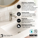 Karran Kayes 1.2 GPM Single Lever Handle Lead-free Brass ADA Bathroom Faucet, Basin, Chrome, KBF420C