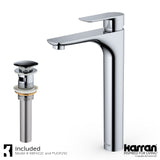 Karran Kayes 1.2 GPM Single Lever Handle Lead-free Brass ADA Bathroom Faucet, Vessel, Chrome, KBF422C
