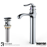 Karran Dartford 1.2 GPM Single Lever Handle Lead-free Brass ADA Bathroom Faucet, Vessel, Chrome, KBF432C