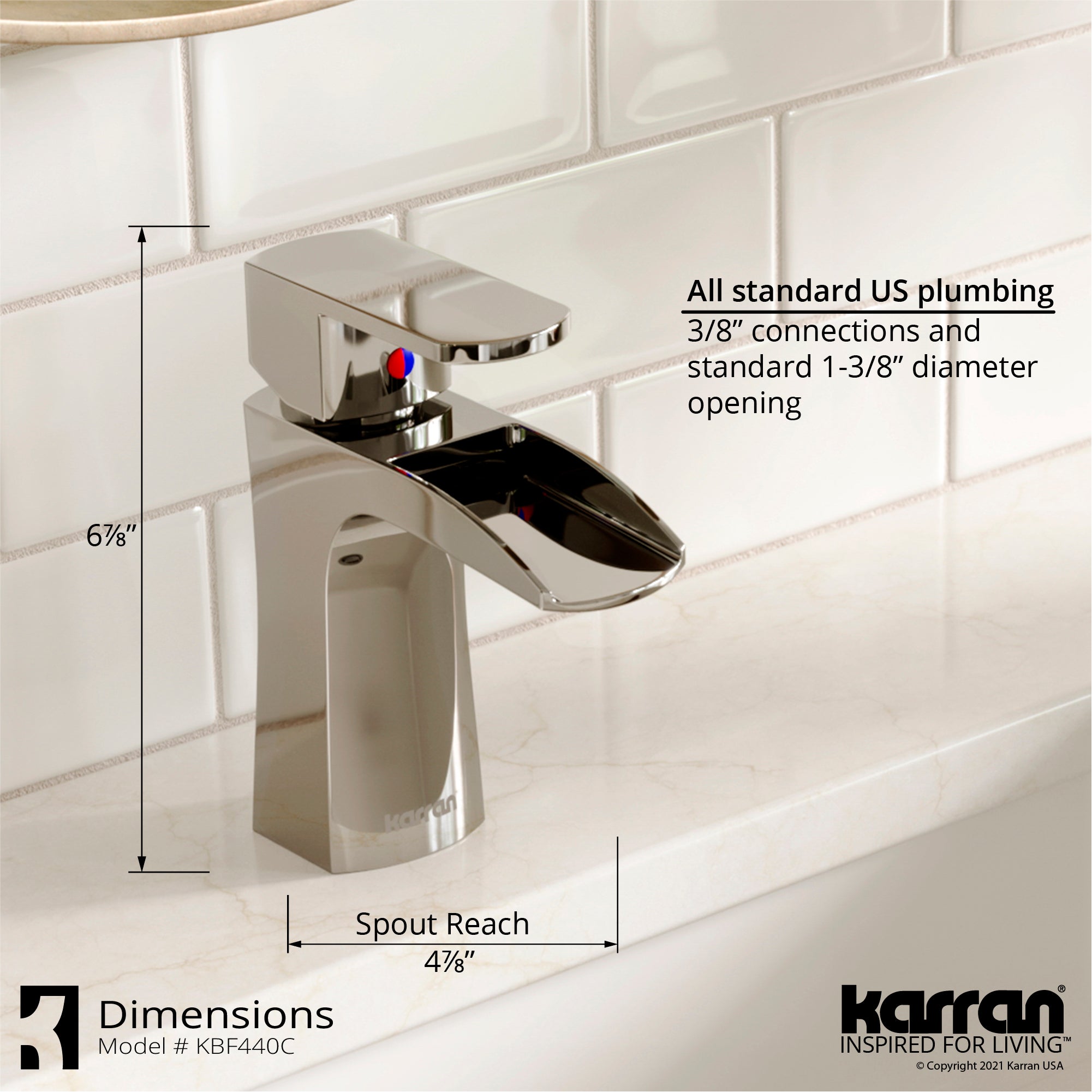 Karran Kassel 1.2 GPM Single Lever Handle Lead-free Brass ADA Bathroom Faucet, Basin, Chrome, KBF440C