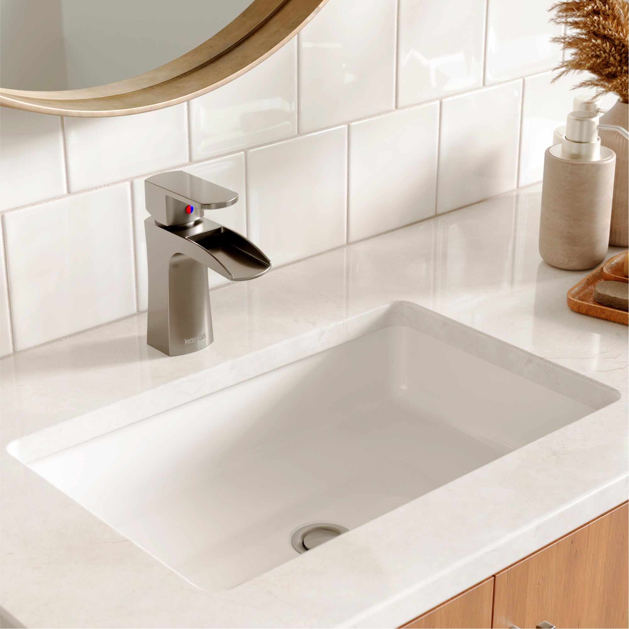 Karran Kassel 1.2 GPM Single Lever Handle Lead-free Brass ADA Bathroom Faucet, Basin, Stainless Steel, KBF440SS
