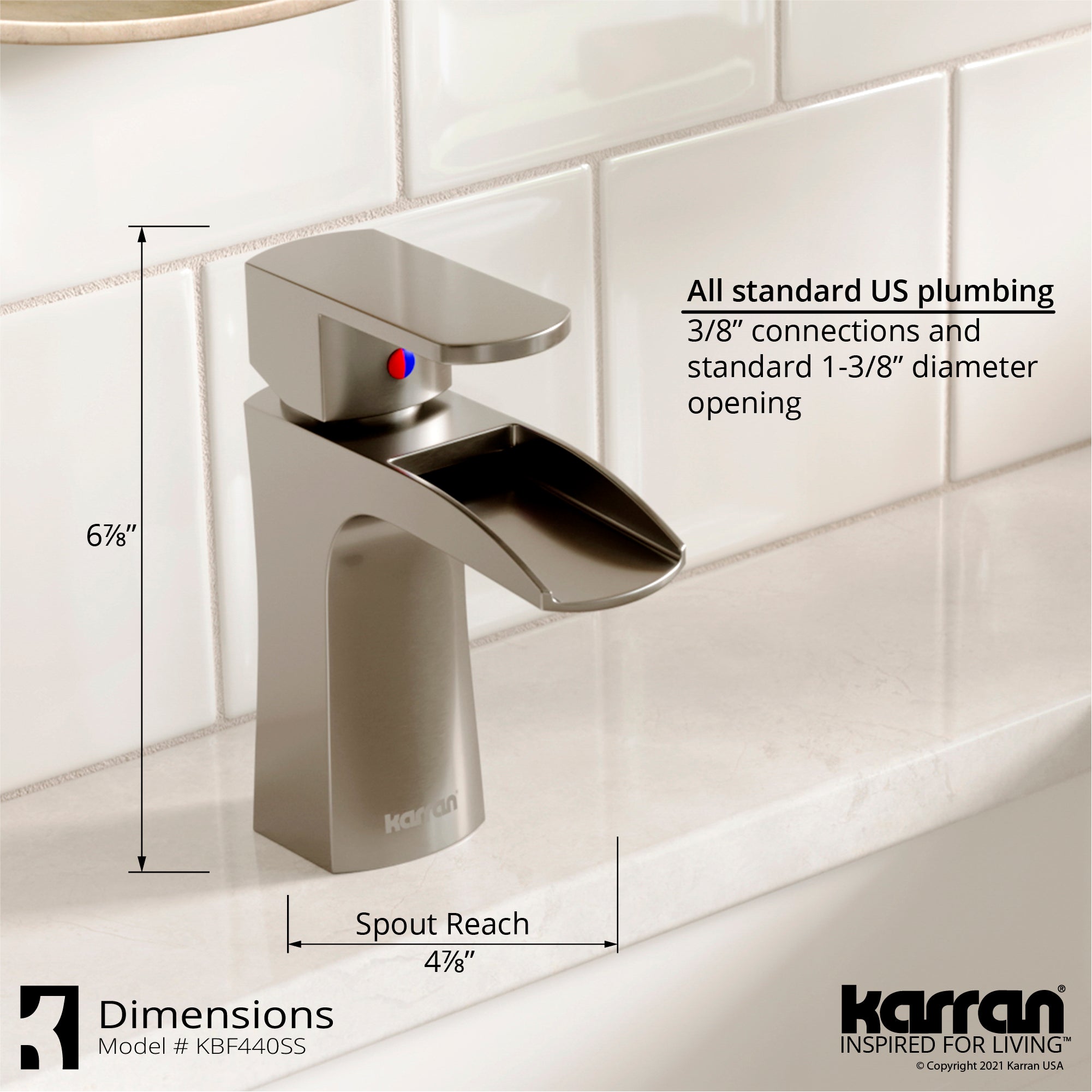 Karran Kassel 1.2 GPM Single Lever Handle Lead-free Brass ADA Bathroom Faucet, Basin, Stainless Steel, KBF440SS