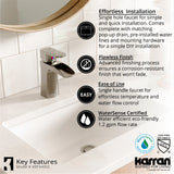 Karran Kassel 1.2 GPM Single Lever Handle Lead-free Brass ADA Bathroom Faucet, Basin, Stainless Steel, KBF440SS