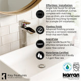 Karran Kassel 1.2 GPM Single Lever Handle Lead-free Brass ADA Bathroom Faucet, Vessel, Chrome, KBF442C